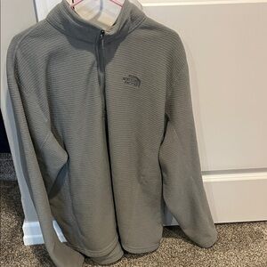 The North Face Men's Light Gray Full-Zip Waffle Fleece size XXL